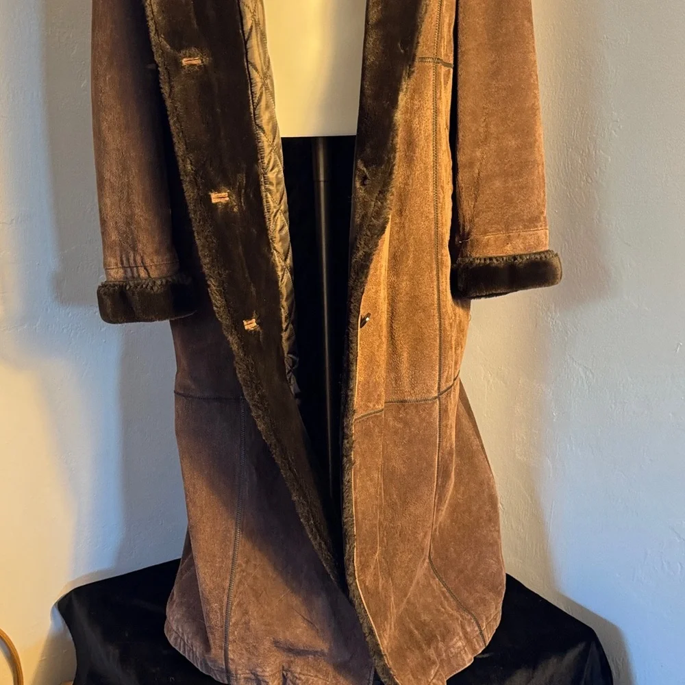 Gallery Brown Teddy Jacket with Fur Trim